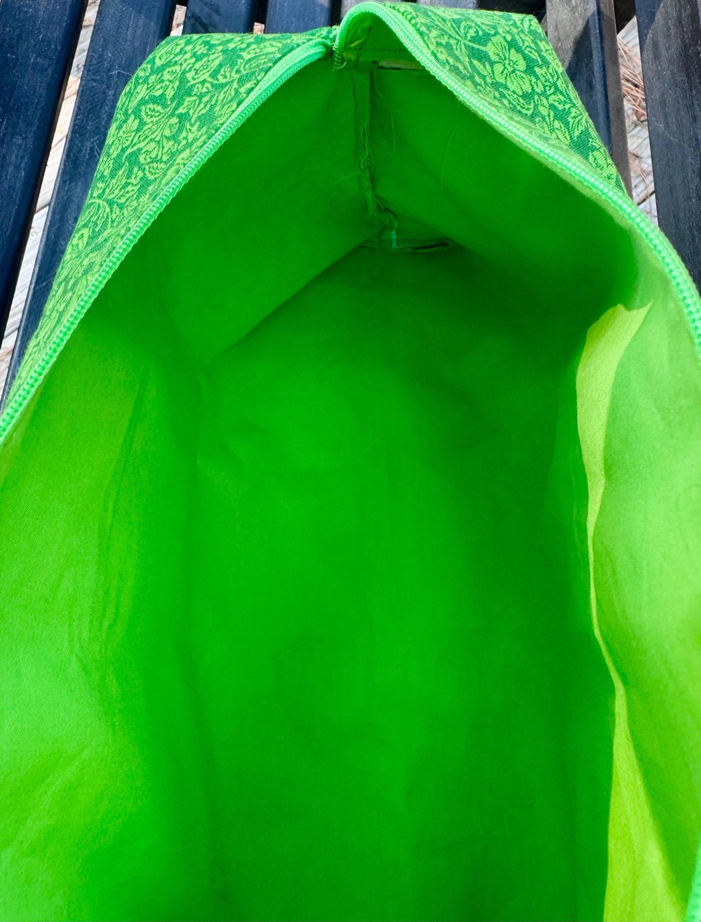 Green Handmade Makeup/Toiletry Bag with Zipper & Handles