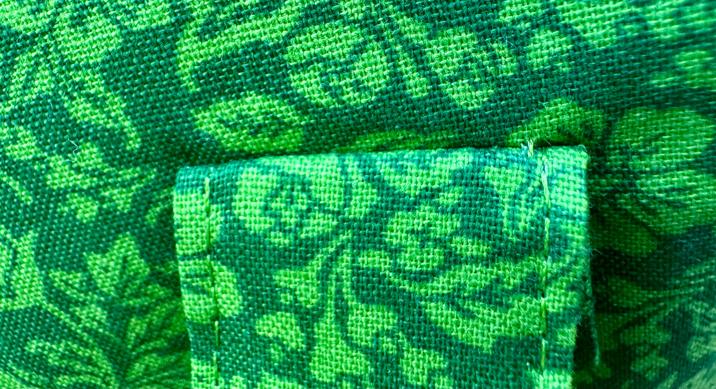 Green Handmade Makeup/Toiletry Bag with Zipper & Handles