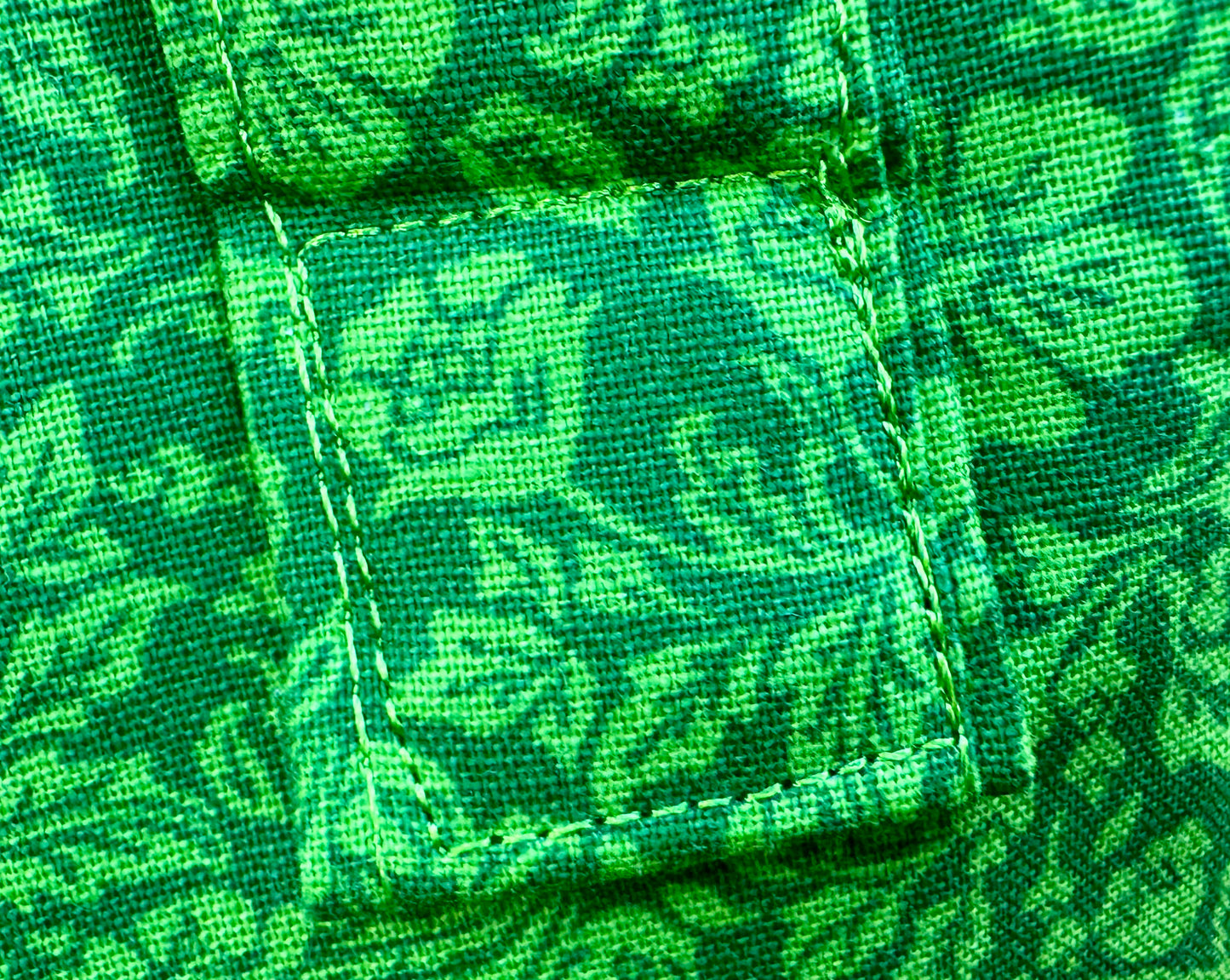 Green Handmade Makeup/Toiletry Bag with Zipper & Handles