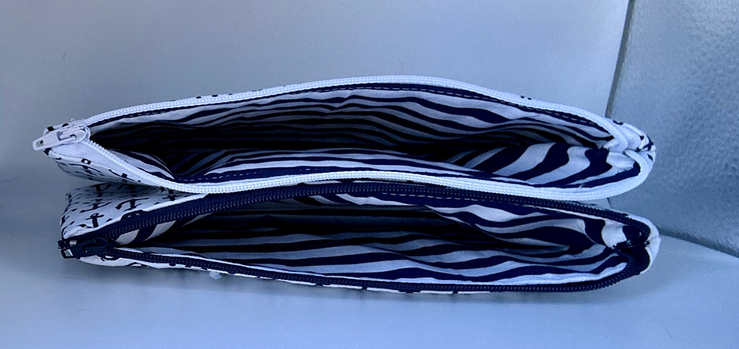 TwinZip Pouch - Nautical Anchor