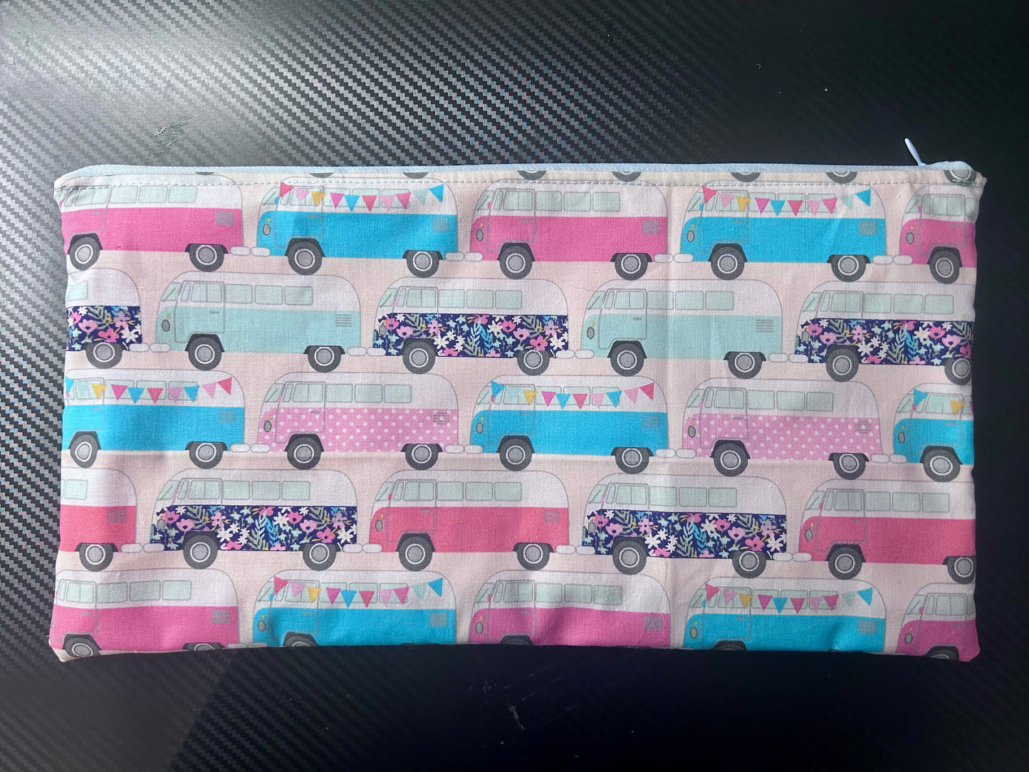 🌼 Hippie Van Zipper Pouch (Fully Lined)