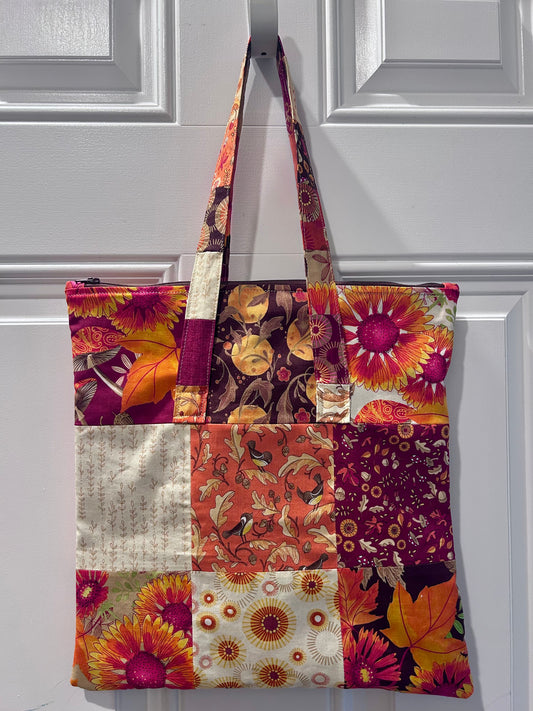 Quilt-Pieced Tote Bag with Shoulder Strap & Zipper — Made to Order (Holiday Options!)