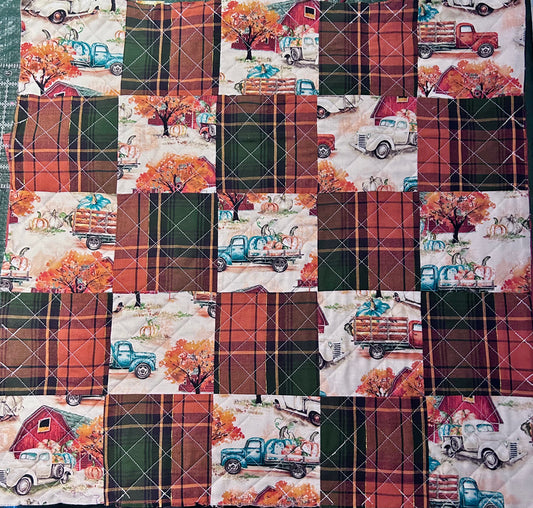 🍂 “Autumn Trucks” Large Quilted Wall Hanging