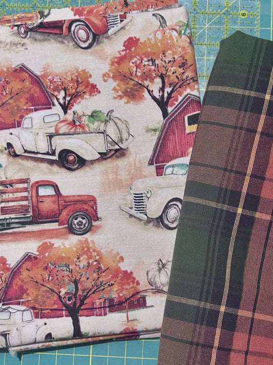 🍂 “Autumn Trucks” Large Quilted Wall Hanging